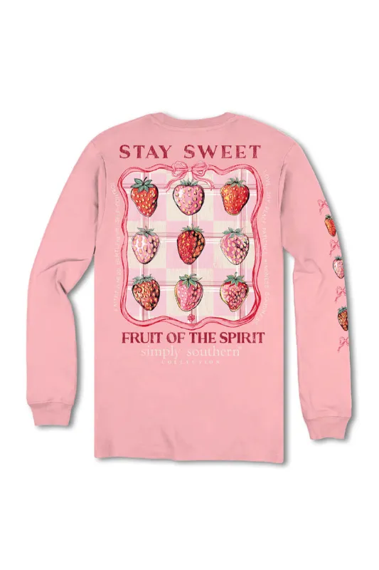 Simply Southern Plus Size Stay Sweet Long Sleeve T-Shirt for Women in Pink | EXT-LS-STAYSWT-TEAROSE sold by Glik’s