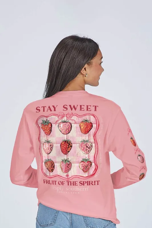 Simply Southern Stay Sweet Long Sleeve T-Shirt for Women in Pink | LS-STAYSWT-TEAROSE sold by Glik’s