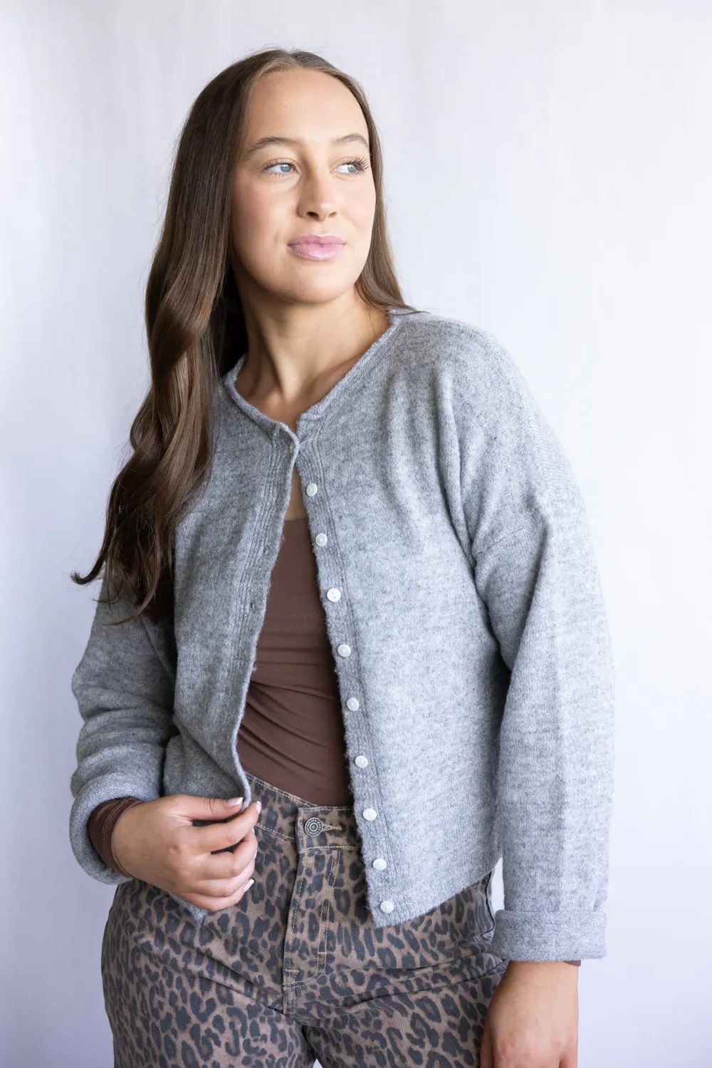 Mimosa Classic Lightweight Cardigan for Women in Grey | MK7091-GREY sold by Glik’s product image thumbnail 4