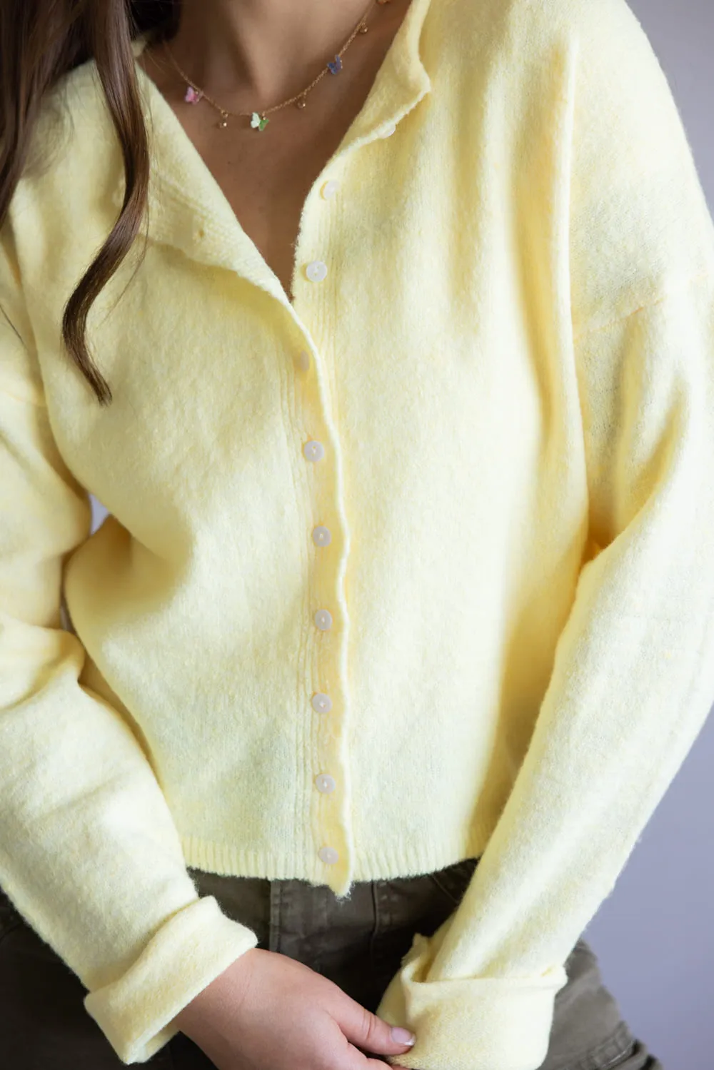 Mimosa Classic Lightweight Cardigan for Women in Butter Yellow | MK7091-BUTTER sold by Glik’s product image thumbnail 3