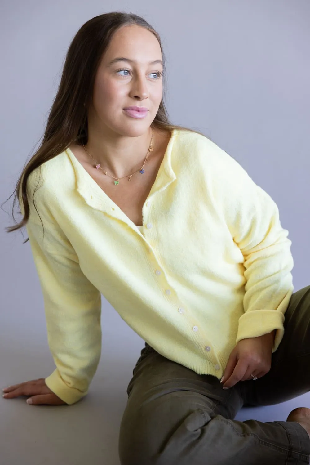 Mimosa Classic Lightweight Cardigan for Women in Butter Yellow | MK7091-BUTTER sold by Glik’s product image thumbnail 2