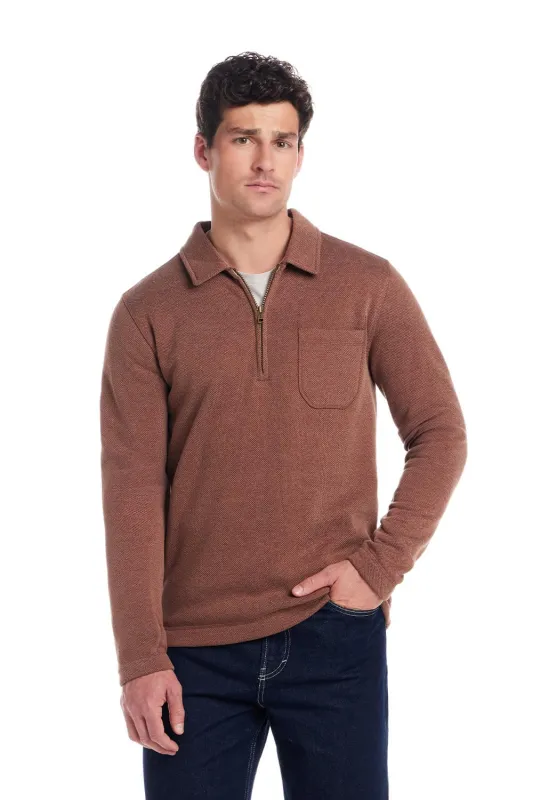 Weatherproof Vintage Pebble Fleece Quarter Zip for Men in Cappuccino | F2531726GK-CAPPUCCINOM sold by Glik’s