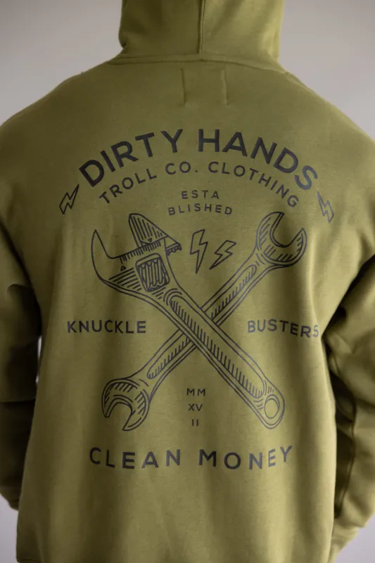 Troll Co. Twisting Wrenches Hoodie for Men in Military Green | TC1037-MILITARYGREEN sold by Glik’s