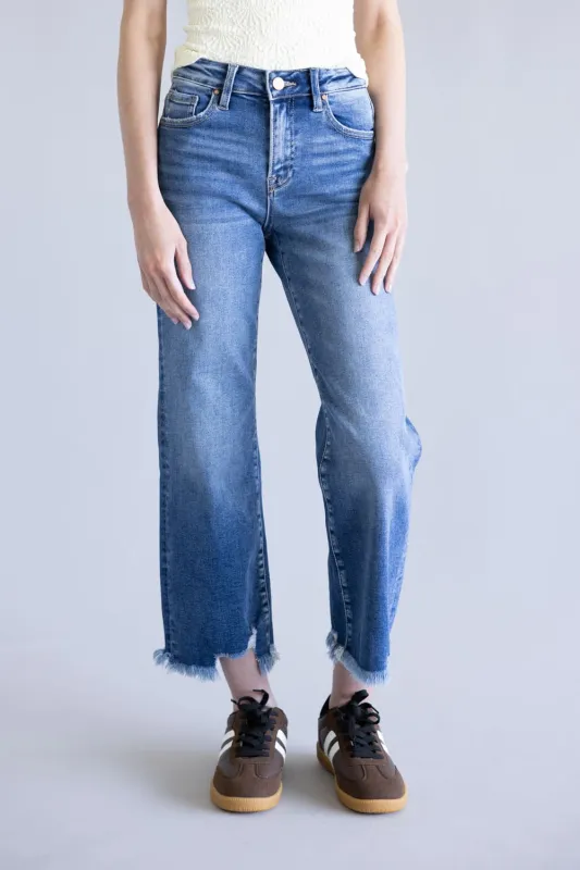 Risen Mid Rise Crop Straight Jeans for Women | PSC21137-DK sold by Glik’s