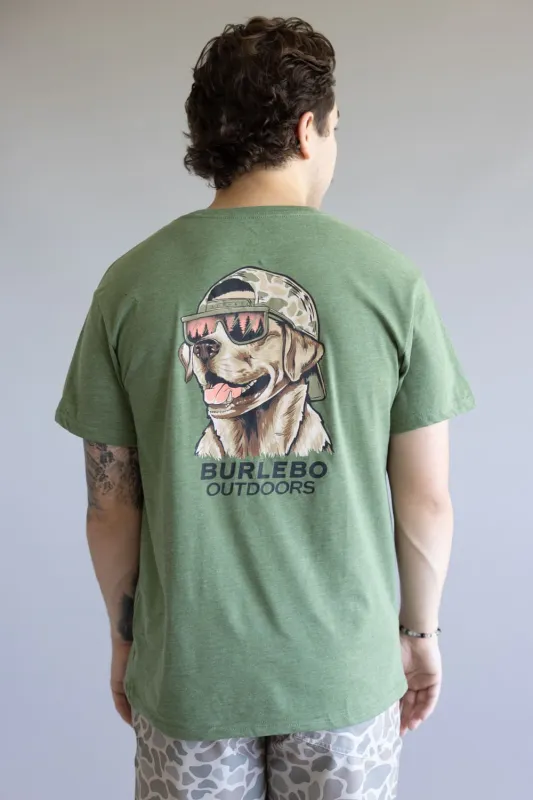 Burlebo Camo Dog T-Shirt for Men in Heather Olive | SST-MCD-HO-MALLARDCAMODOG-HEATHEROLIVE sold by Glik’s