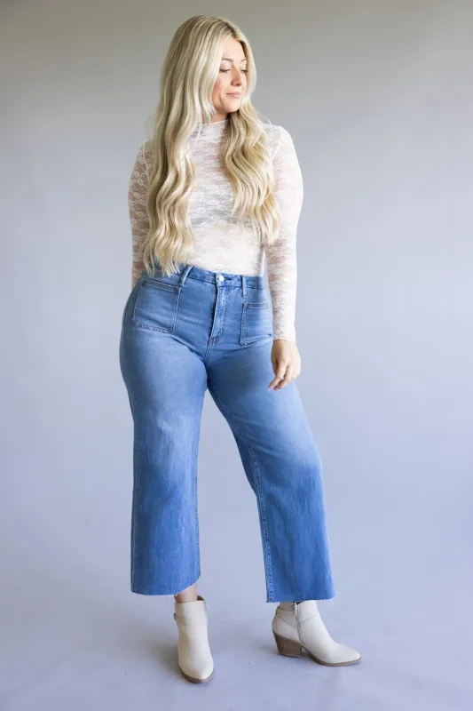 Vervet Super Soft High Rise Wide Crop Jeans for Women | T6947 sold by Glik’s