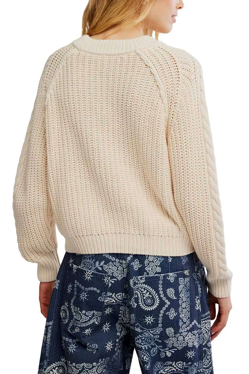 Free People Frankie Cable Sweater for Women in Buttercream | OB1790202-1124-BUTTERCREAM sold by Glik’s product image thumbnail 4