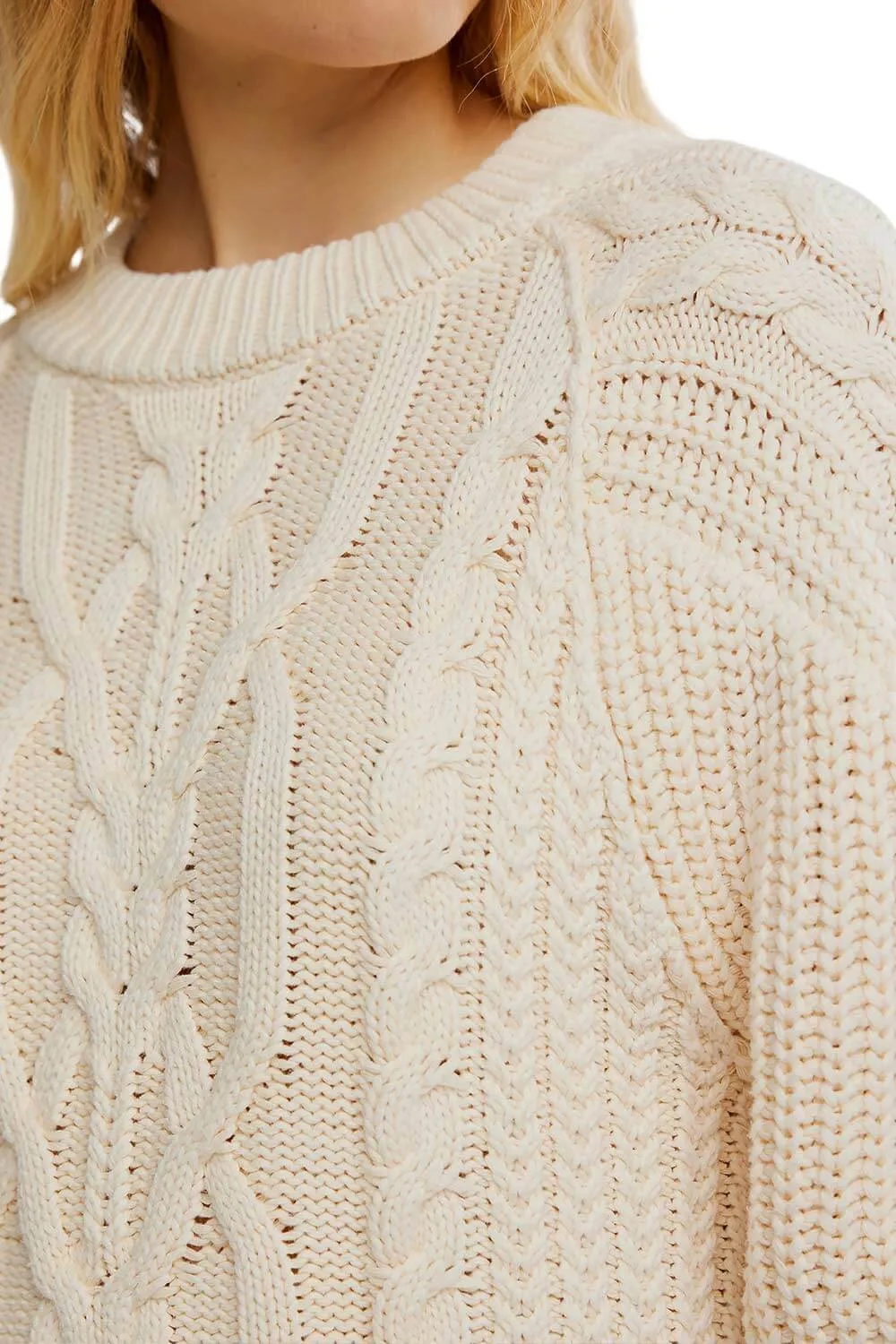 Free People Frankie Cable Sweater for Women in Buttercream | OB1790202-1124-BUTTERCREAM sold by Glik’s product image thumbnail 2