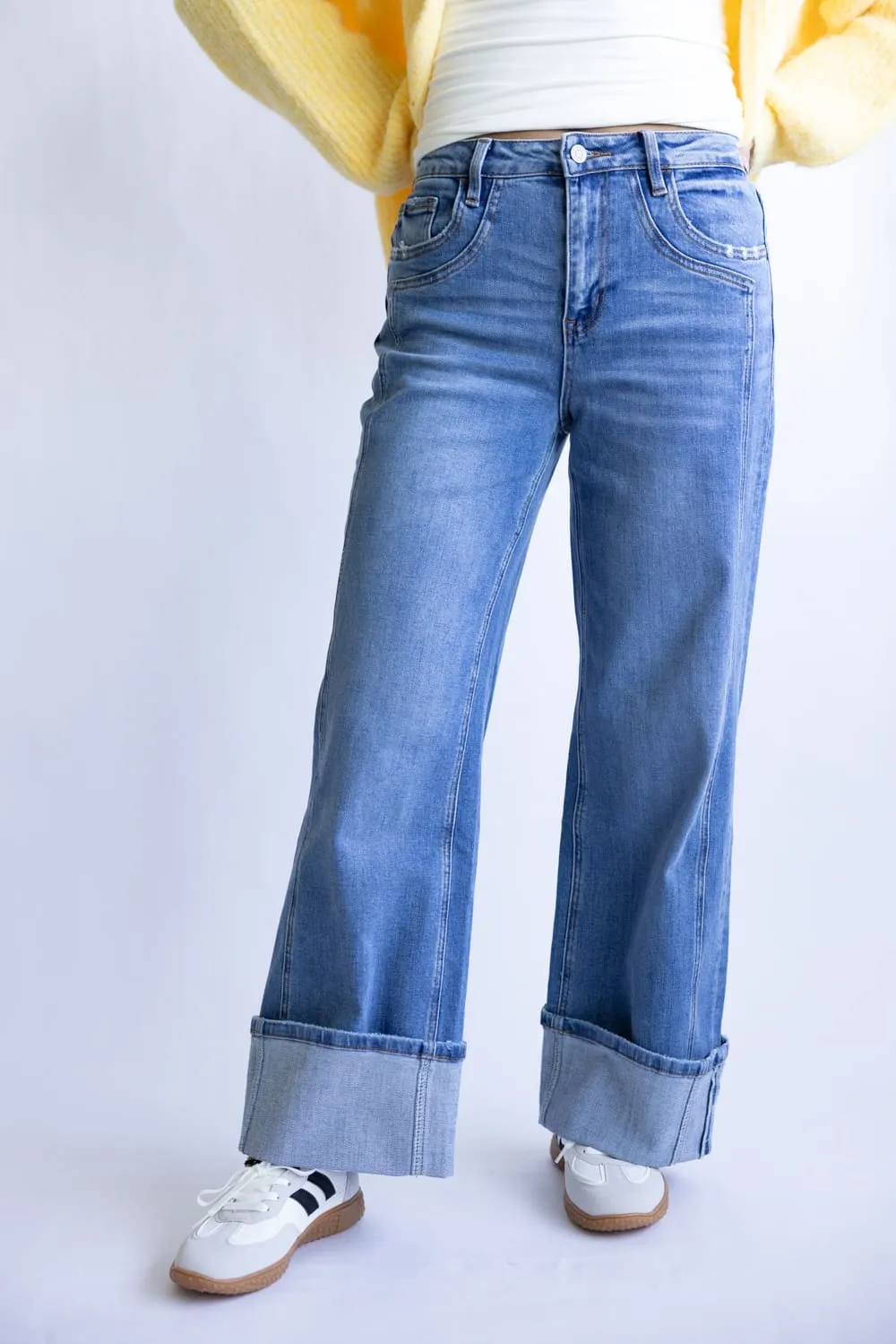 Flying Monkey High-Rise Baggy Wide Cuffed Jeans for Women | F5856 sold by Glik’s product image thumbnail 3