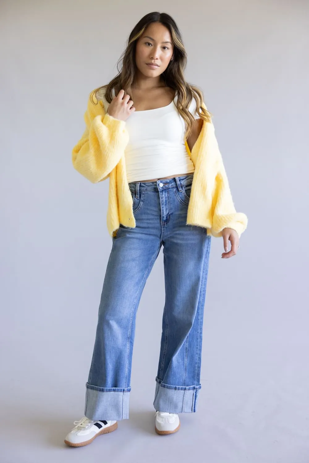 Flying Monkey High-Rise Baggy Wide Cuffed Jeans for Women | F5856 sold by Glik’s