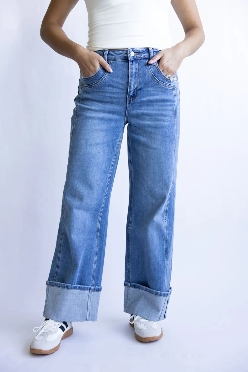 Flying Monkey High-Rise Baggy Wide Cuffed Jeans for Women | F5856 sold by Glik’s product image thumbnail 2