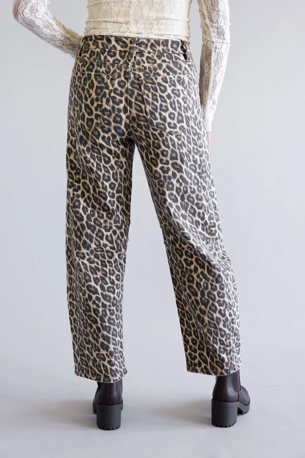 Vervet High Rise Barrel Cut Jeans for Women in Leopard | V3697LPD sold by Glik’s product image thumbnail 4