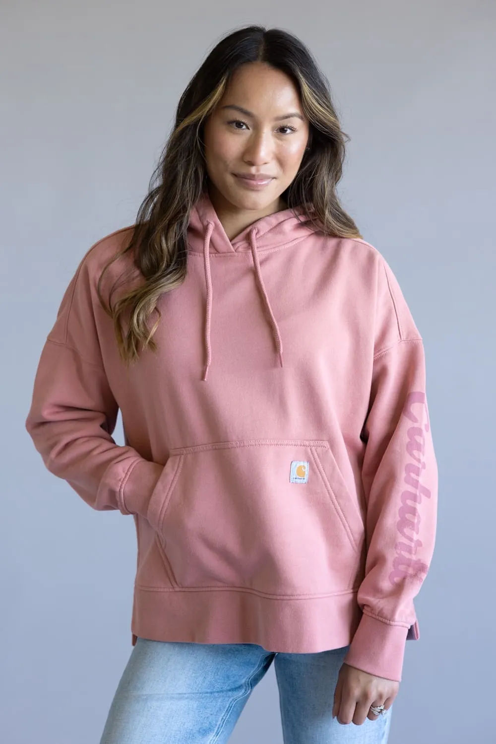 Carhartt Oversized Midweight Heart Graphic Hoodie for Women in Rose Tint | 107146-P54 sold by Glik’s product image thumbnail 5