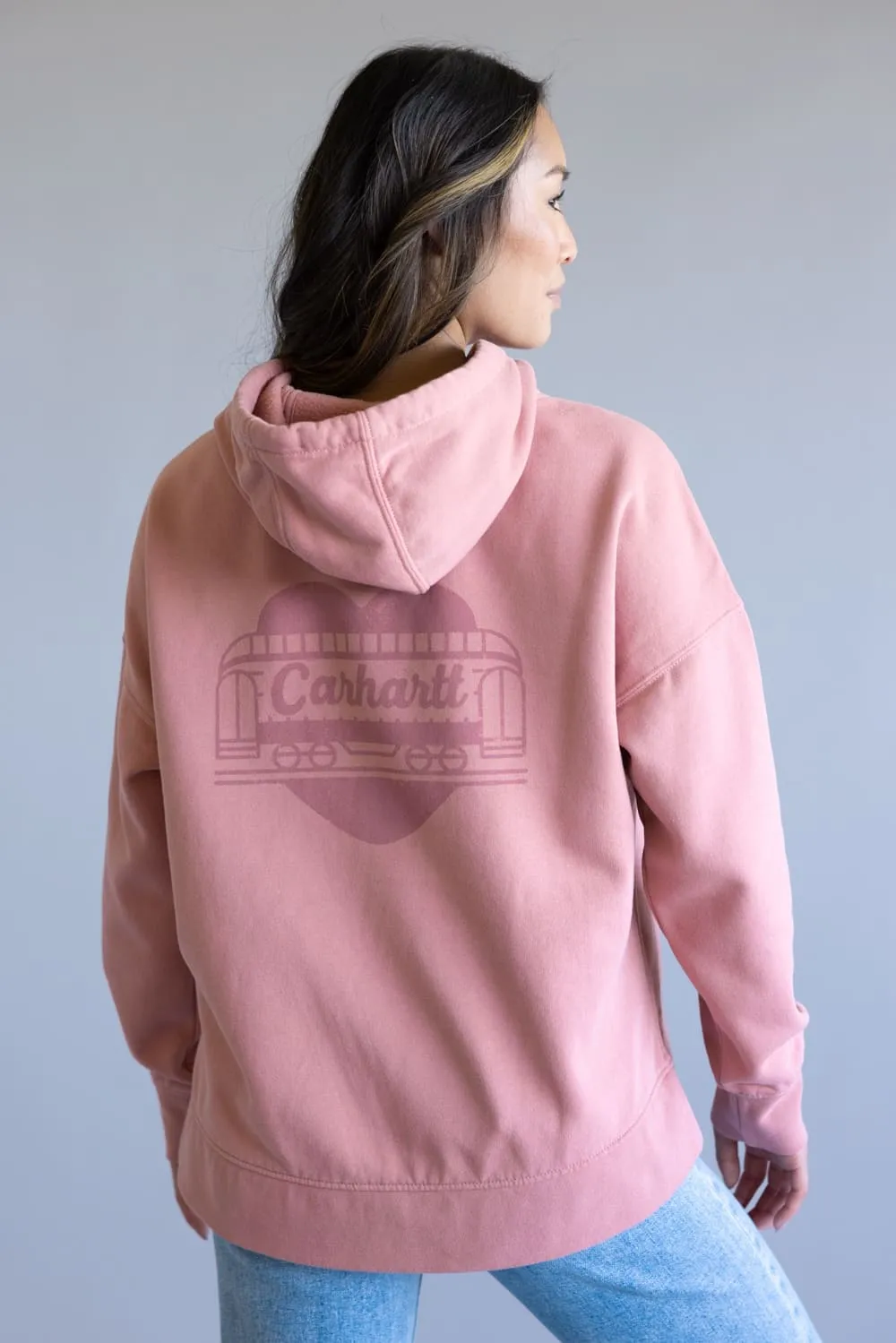 Carhartt Oversized Midweight Heart Graphic Hoodie for Women in Rose Tint | 107146-P54 sold by Glik’s product image thumbnail 3