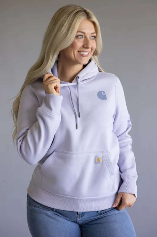 Carhartt Logo Sleeve Midweight Hoodie for Women in Mica Purple | 102791-V95 sold by Glik’s
