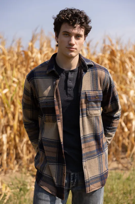 1897 Legends Stretch Flannel Shirt for Men in Brown Plaid | FW10089GL-ACORN NAVY PLAID made by Glik’s