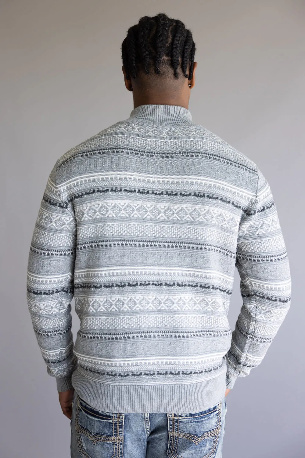 1897 Original Fisherman Quarter Zip Mock Neck Sweater for Men in Grey | 2565GL-GREY COMBO sold by Glik’s product image thumbnail 3