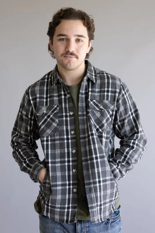 1897 Original Plaid Shacket for Men in Charcoal | 7PJ7544M-CHR sold by Glik’s