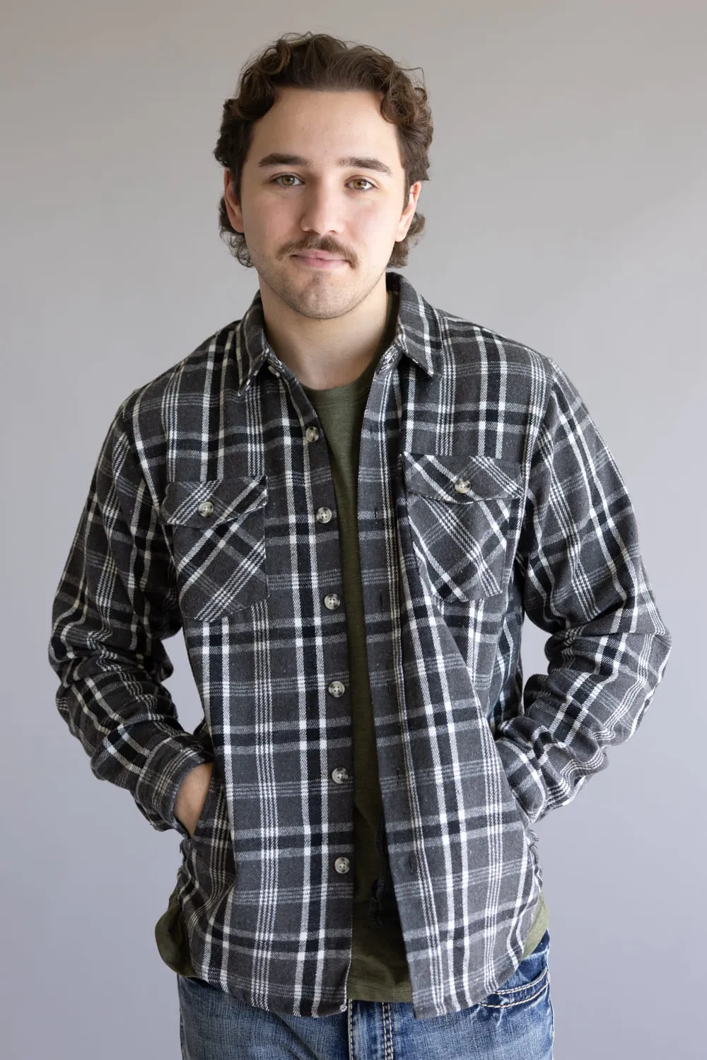 1897 Original Plaid Shacket for Men in Charcoal | 7PJ7544M-CHR sold by Glik’s