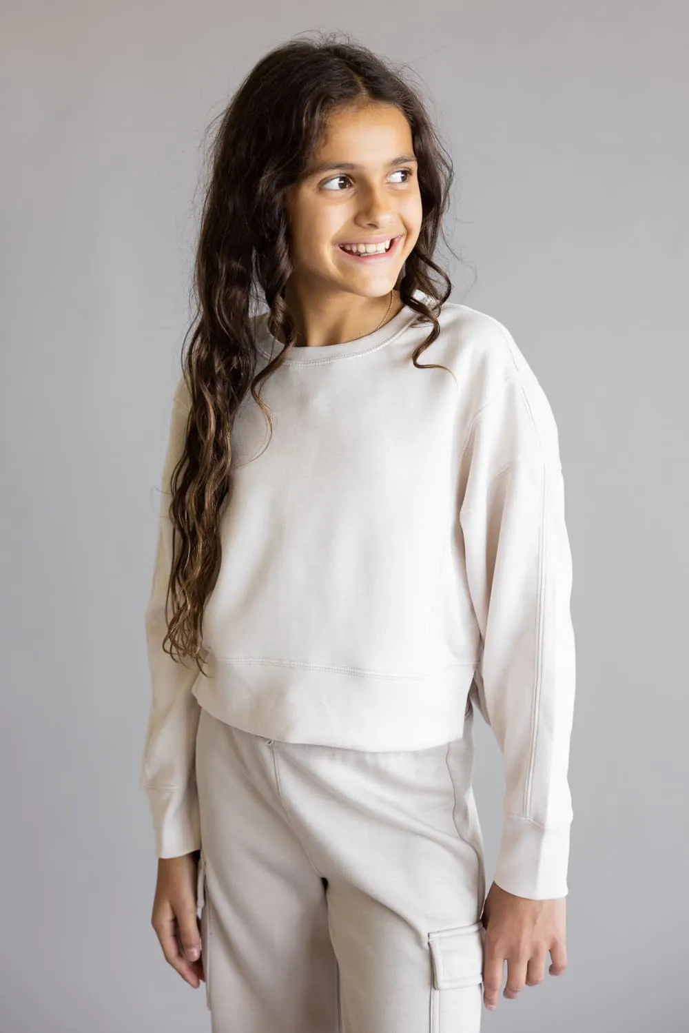 Youth Pullover & Wide Leg Pant Set for Girls in Grey/Beige | 1539LSPG-GRYNC sold by Glik’s product image thumbnail 3