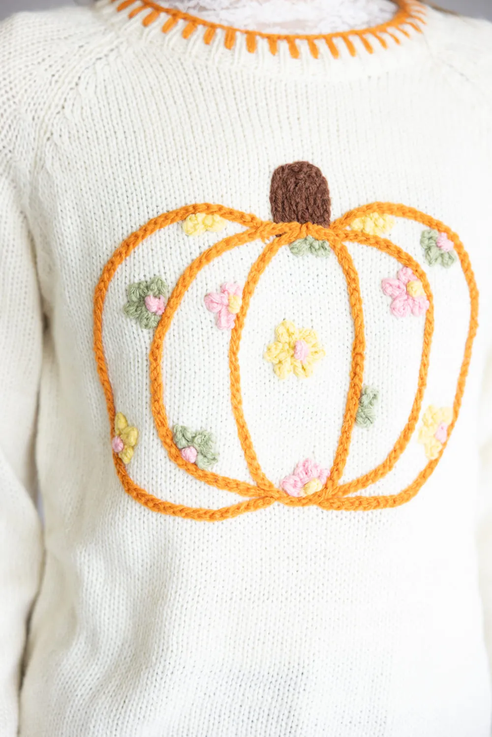 Pumpkin Sweater for Women in Ivory | CL21008-IVORY sold by Glik’s product image thumbnail 3