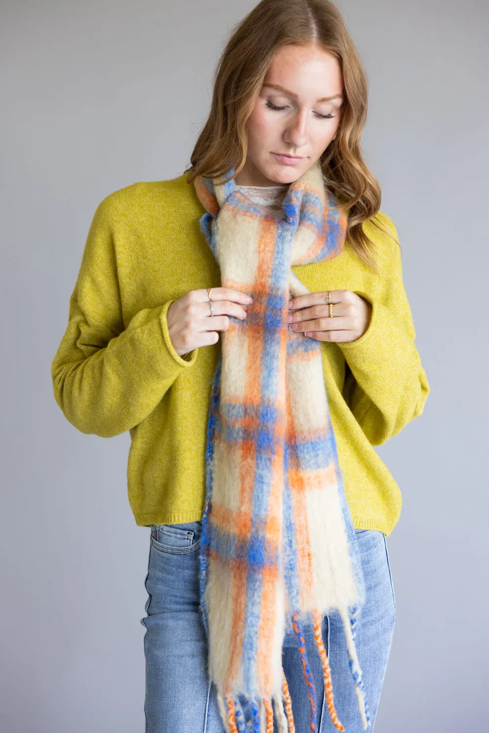 Free People Highland Plaid Skinny Scarf for Women in Ivory Combo | ACCESSFPHIGH-IVORYCOMBO sold by Glik’s product image thumbnail 3