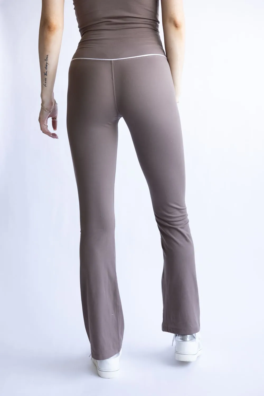 Love Tree Piping Detail Flare Leggings for Women in Mocha | 60061PN-MOCHA sold by Glik’s product image thumbnail 5