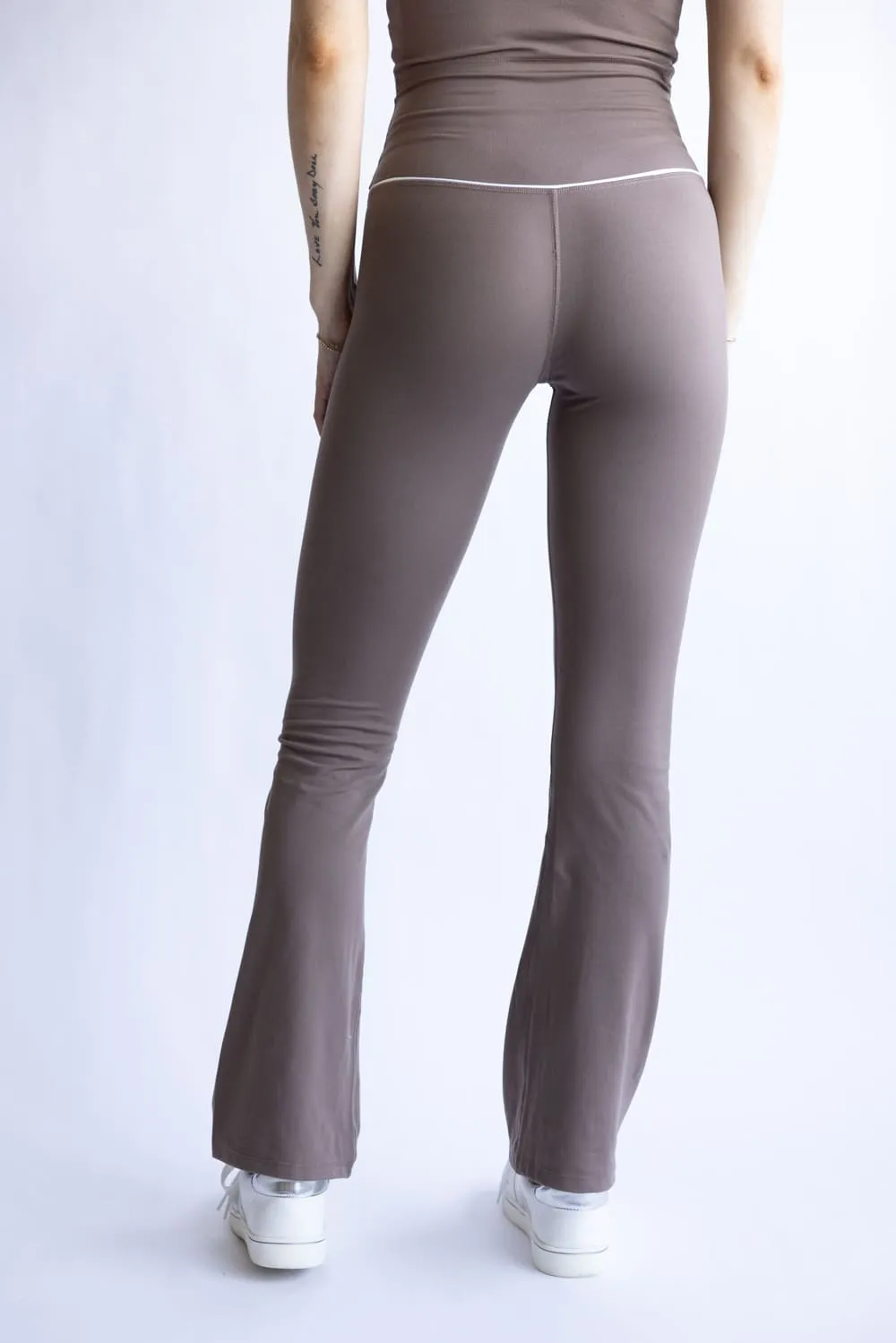 Love Tree Piping Detail Flare Leggings for Women in Mocha | 60061PN-MOCHA sold by Glik’s product image thumbnail 3