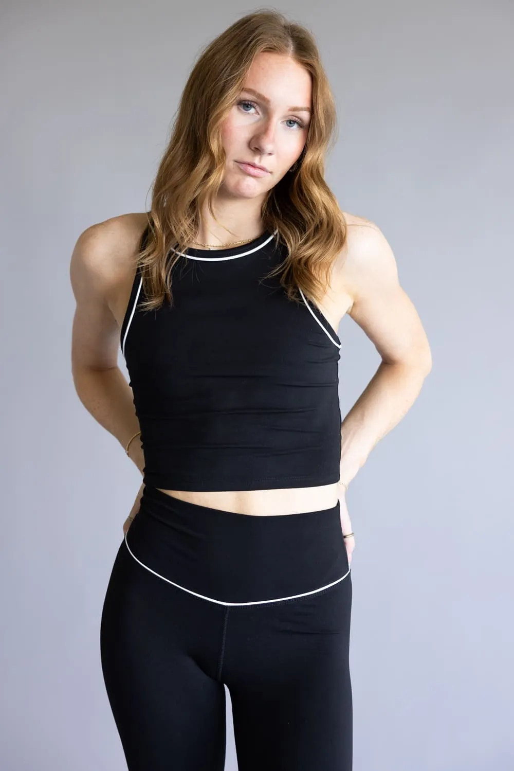 Love Tree Two Tone High Neck Tank Top for Women in Black | 10369TN-BLACK sold by Glik’s product image thumbnail 5