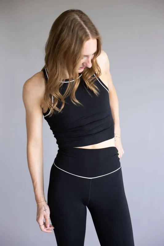 Love Tree Two Tone High Neck Tank Top for Women in Black | 10369TN-BLACK sold by Glik’s