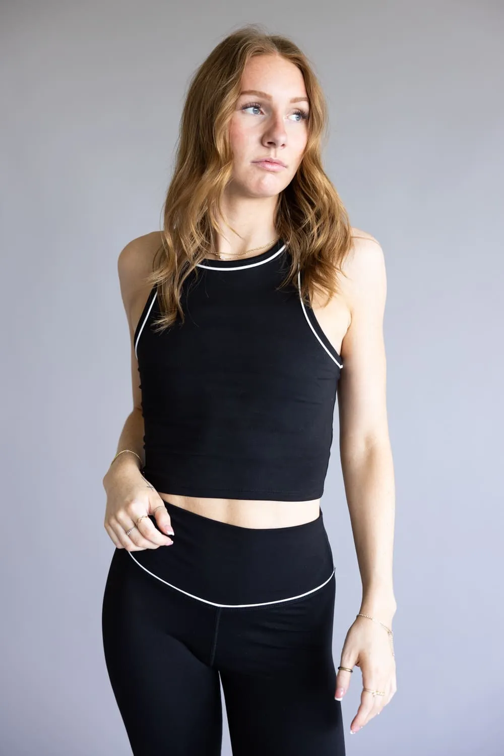 Love Tree Two Tone High Neck Tank Top for Women in Black | 10369TN-BLACK sold by Glik’s product image thumbnail 4