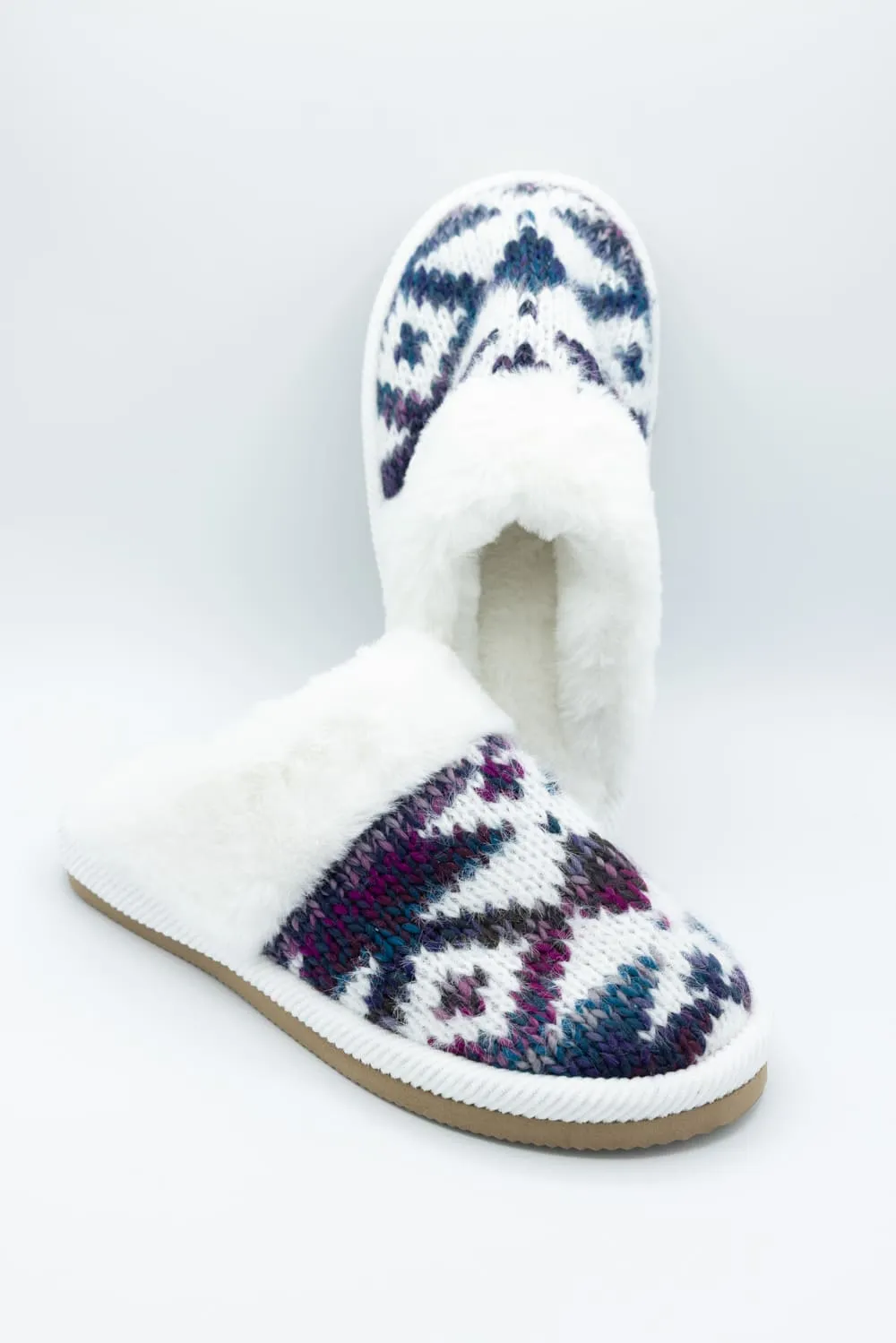 C.C. Ombre Aztec Knitted Slippers for Women in Purple Mix | SPE2093-PURPLEMIX sold by Glik’s product image thumbnail 2