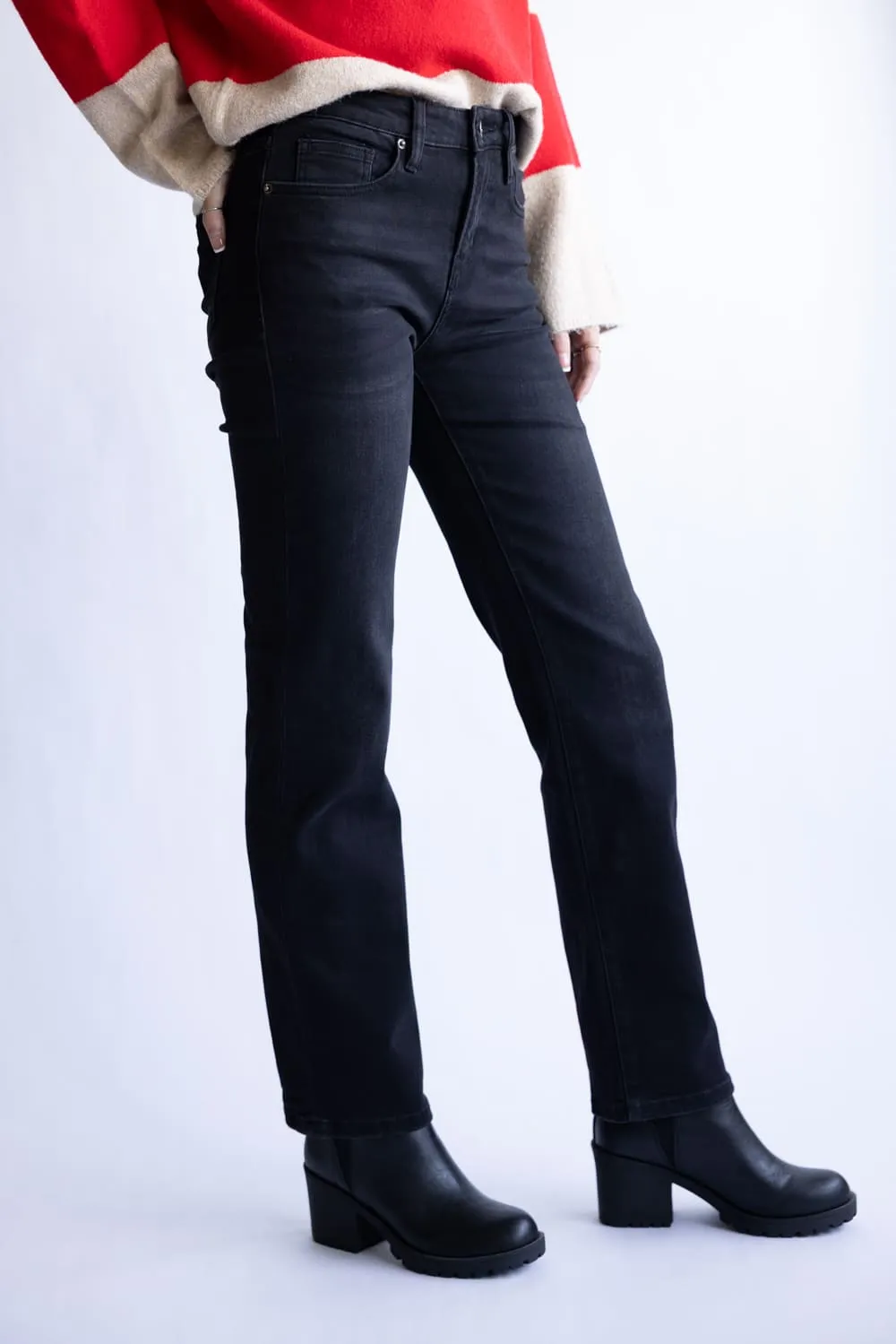 Mica High Rise Straight Leg Jeans for Women in Black | MDP-T3566B sold by Glik’s product image thumbnail 3
