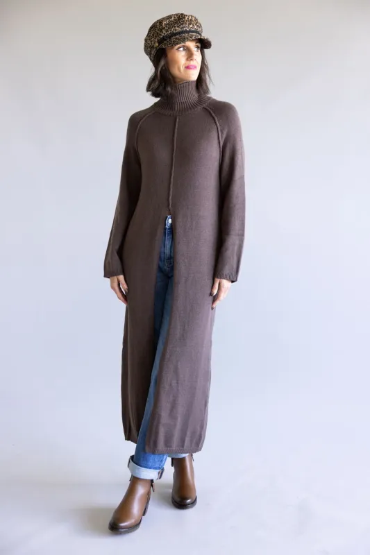 Turtleneck Tunic Sweater for Women in Brown | MD4063-BROWN sold by Glik’s