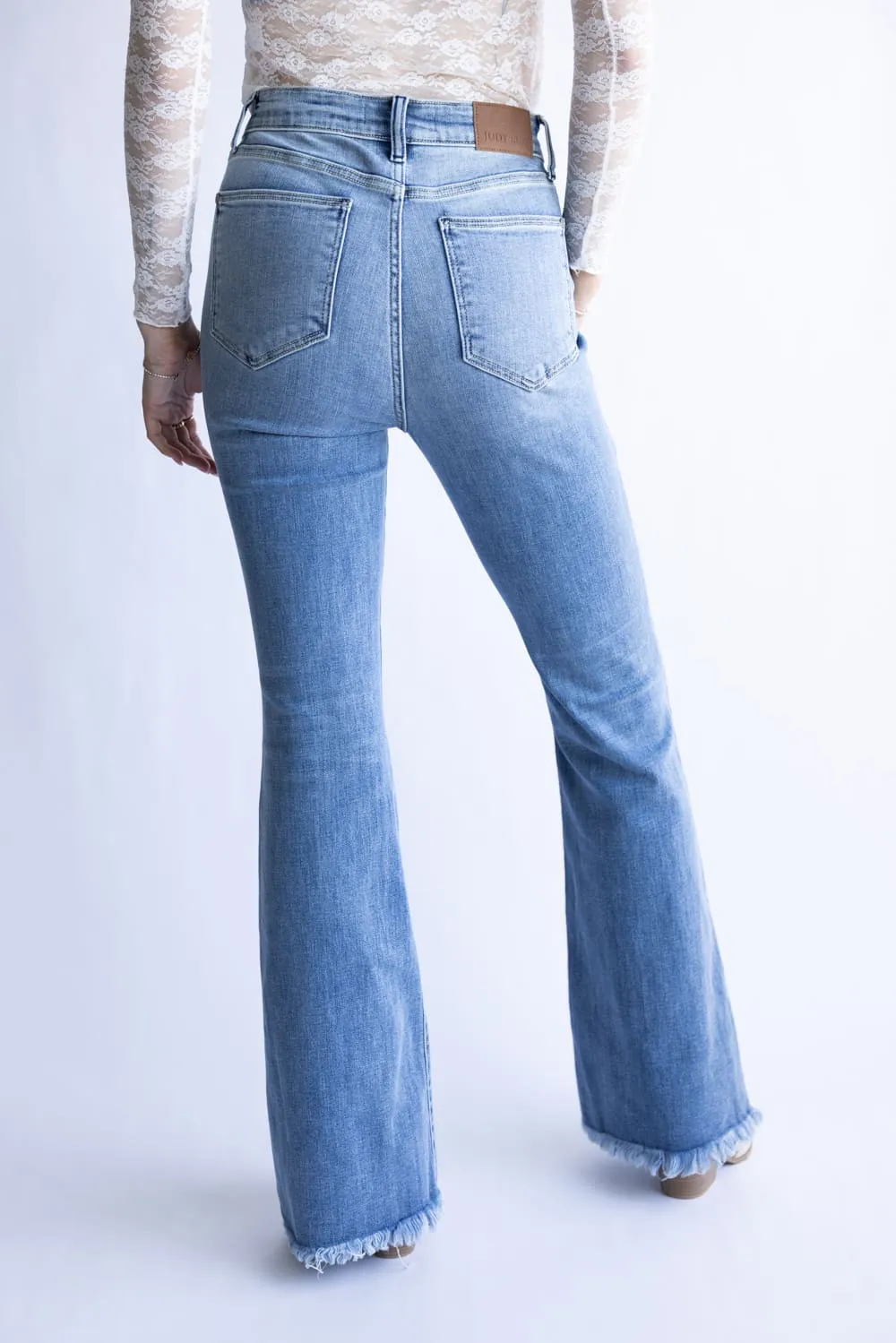 Judy Blue High Rise Pintuck Fray Hem Flare Jeans for Women | 82687REG sold by Glik’s product image thumbnail 2