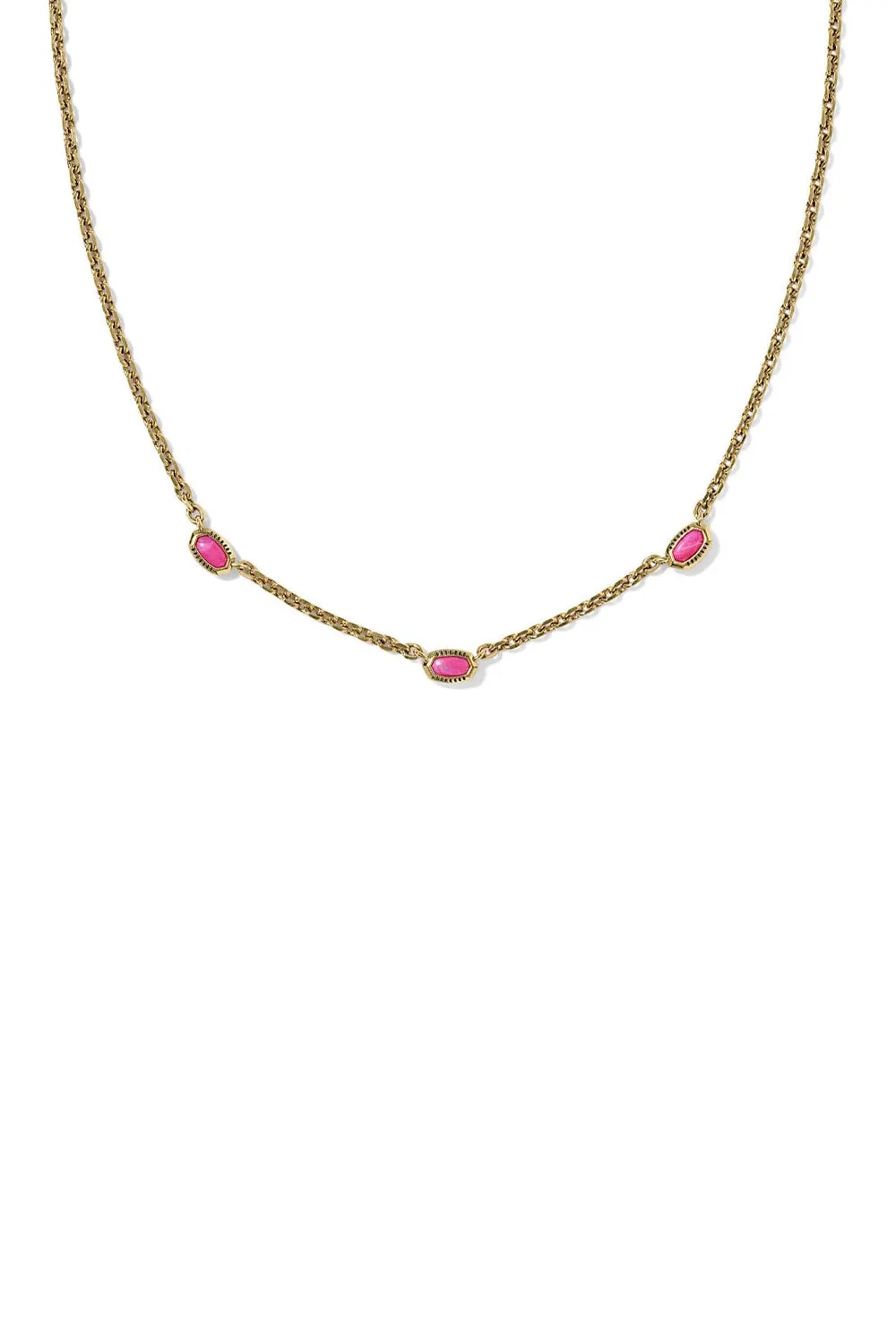 Kendra Scott Mini Elisa Three Stone Short Necklace for Women in Pink | 9608888538 sold by Glik’s
