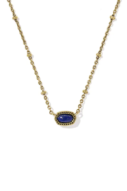 Kendra Scott Mini Elisa Vintage Satellite Short Pendant Necklace for Women in Blue/Gold | 9608888079 sold by Glik’s