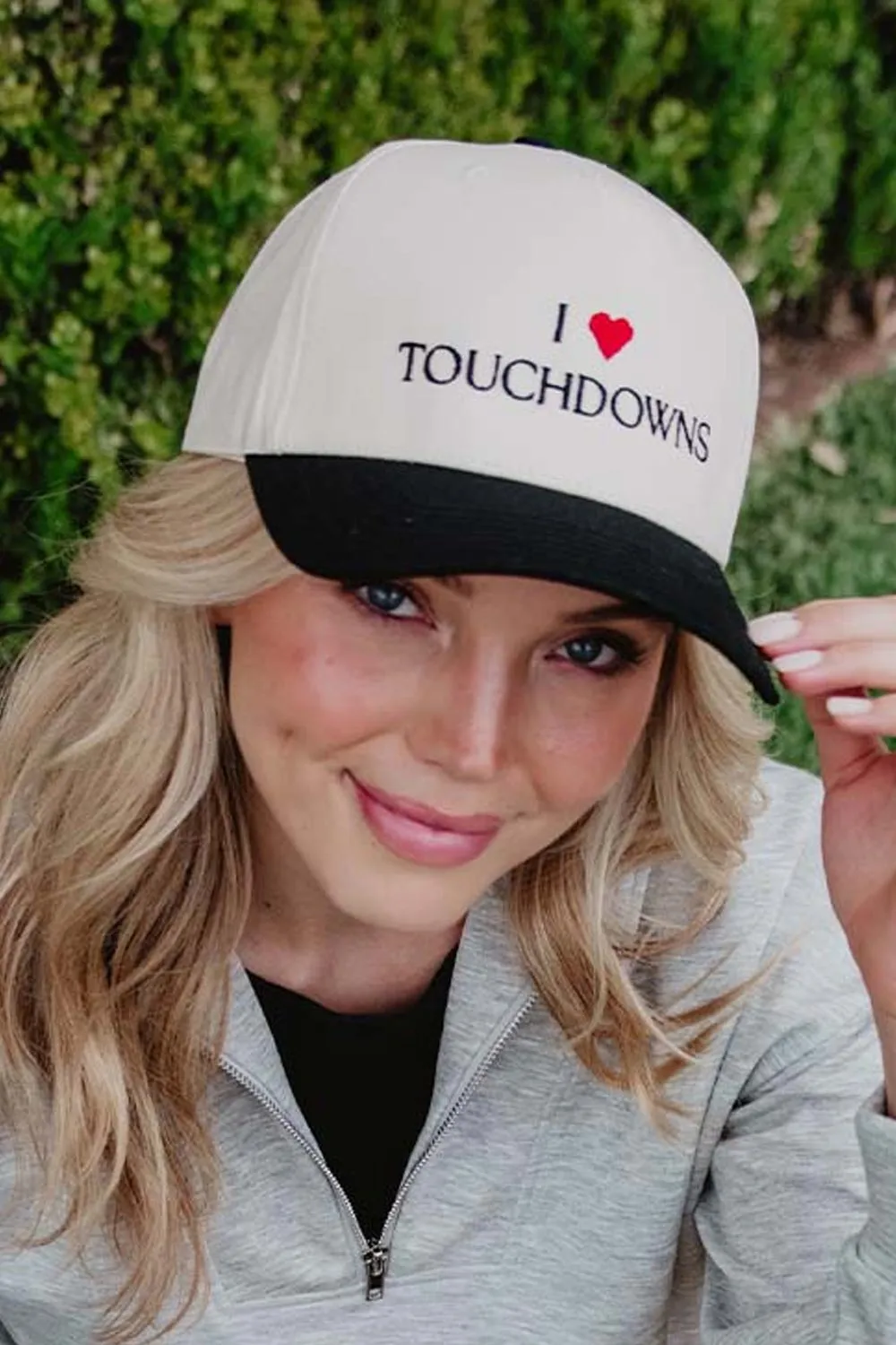 I Heart Touchdowns Trucker Hat for Women in Black/Tan | KDC-BC-1161-BLK-TAN sold by Glik’s product image thumbnail 2