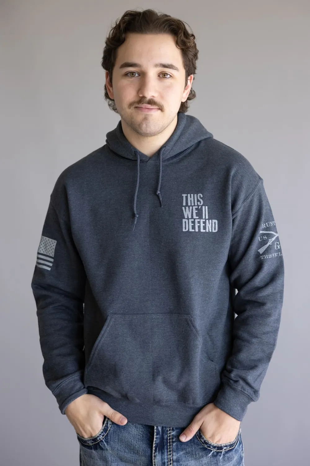 Grunt Style This Well Defend Hoodie for Men in Grey | GS5378-DKGRY sold by Glik’s product image thumbnail 2