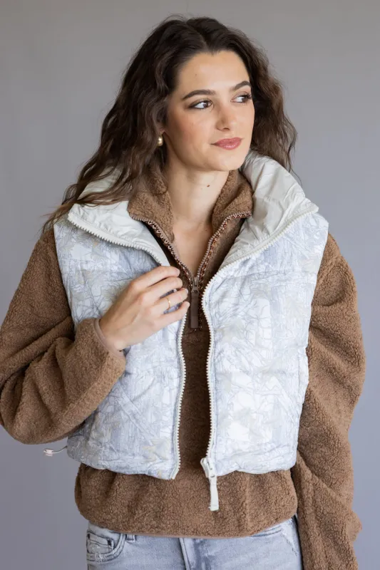 Simply Southern Cropped Puffer Vest for Women in Camo White | PP-0225-VEST-PUFFR-CAMOWHT sold by Glik’s