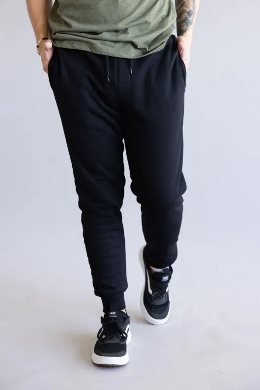 Sherpa Lined Joggers for Men in Black | MTP03967F5-BLACK sold by Glik’s