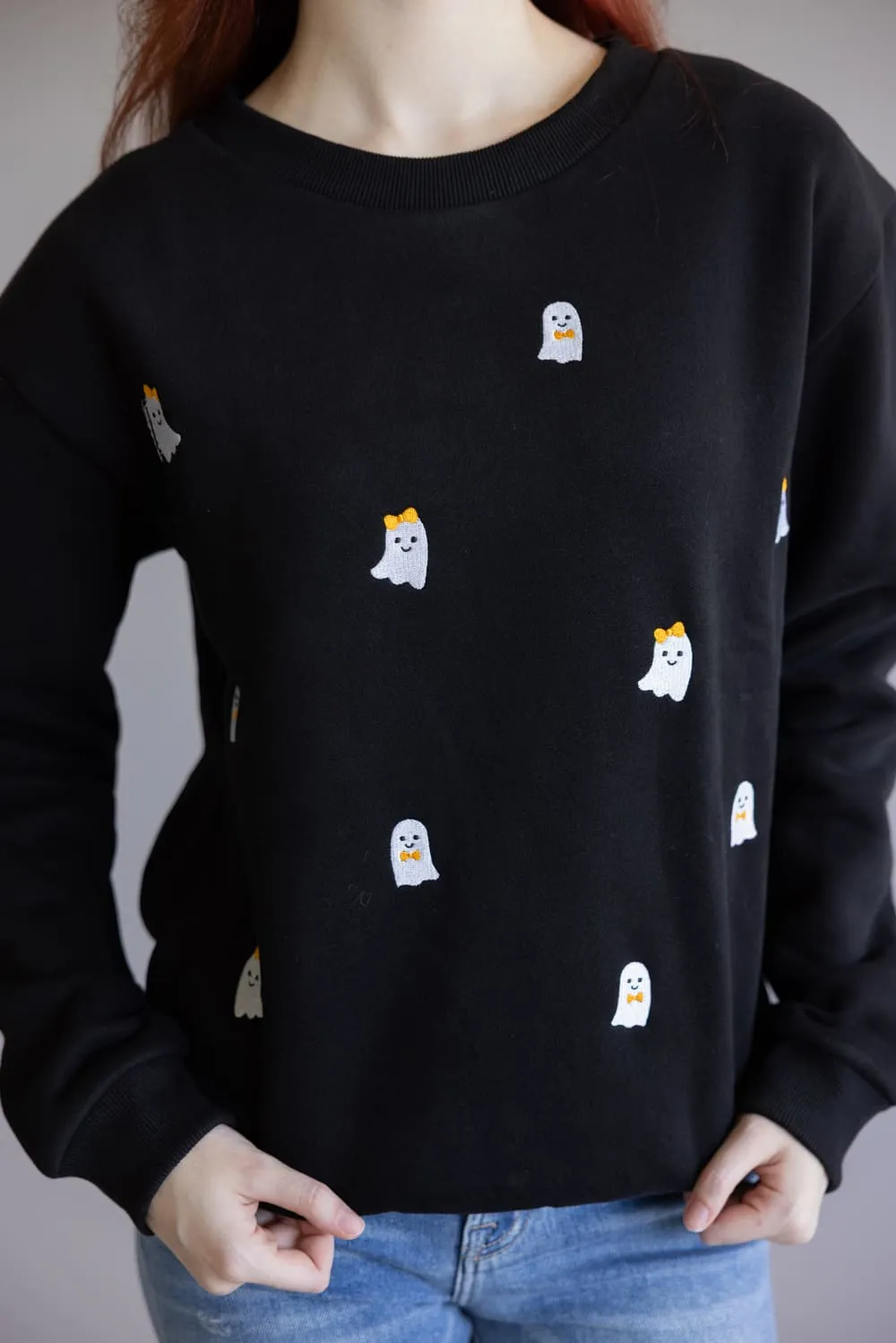 Simply Southern Embroidered Dilara Ghost Crewneck for Women in Black | PP-0225-CRW-DILARA-GHOST sold by Glik’s product image thumbnail 2