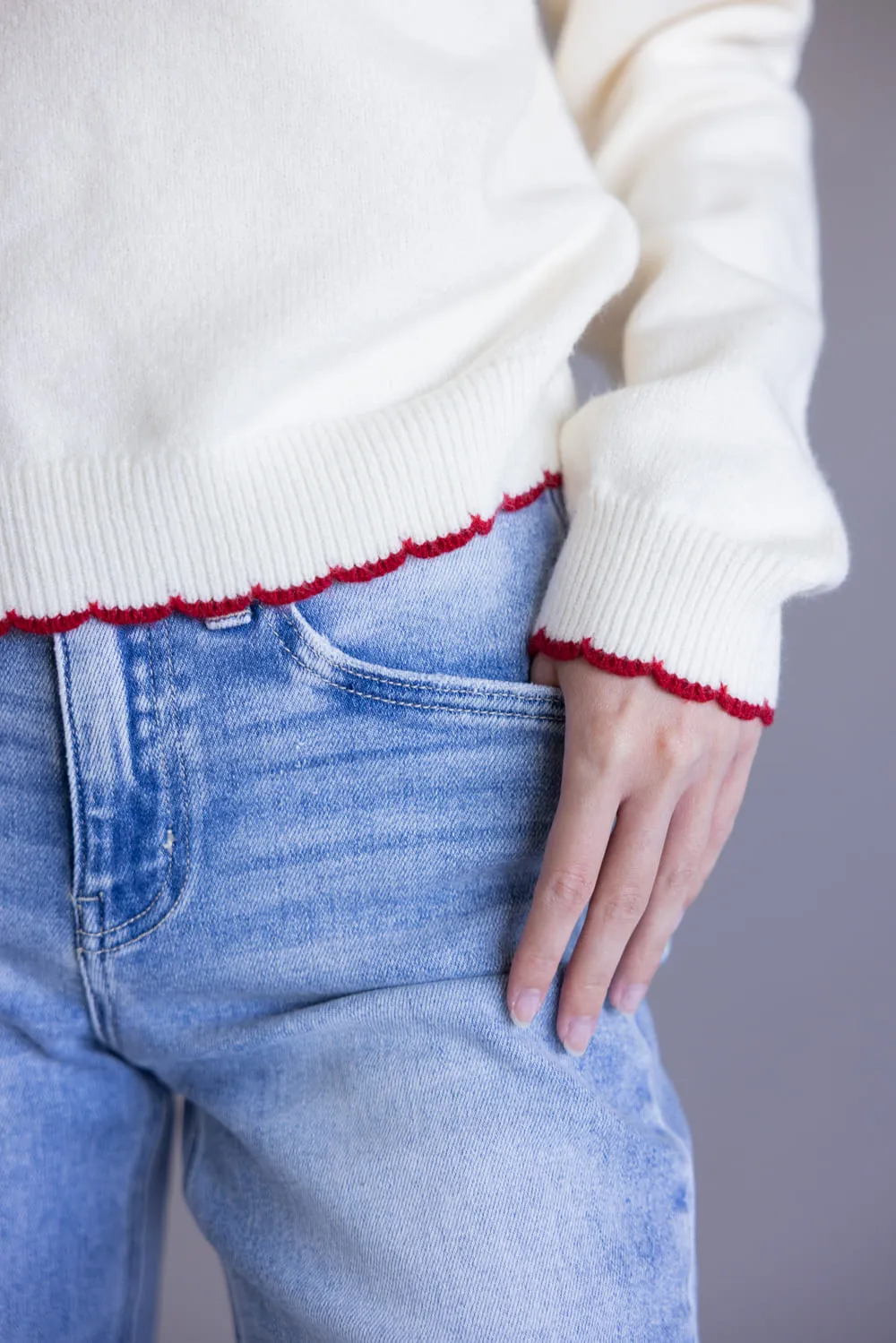 Red Chili Pepper Sweater for Women in Ivory | PST1730-1-IVORY sold by Glik’s product image thumbnail 3