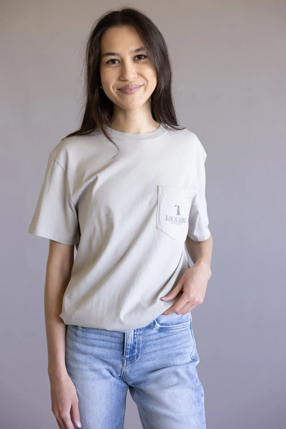 Local Girl Flora Dog and Moon T-Shirt for Women in Grey | L5100041-SIL sold by Glik’s product image thumbnail 2