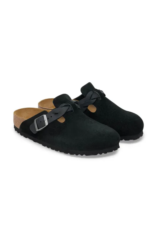 Birkenstock Boston Braided Suede Leather Clogs for Women in Black | 1030497 sold by Glik’s