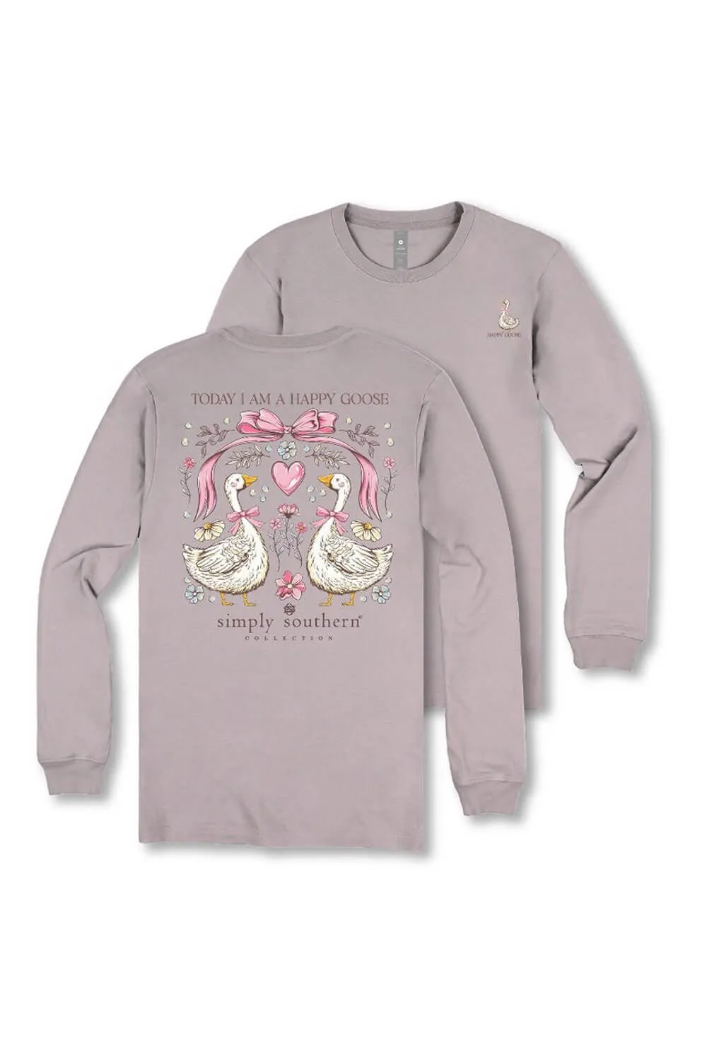 Simply Southern Plus Size Happy Goose Long Sleeve T-Shirt for Women in Grey | EXT-LS-HAPPYGOOSE-DRFTWD sold by Glik’s product image thumbnail 3