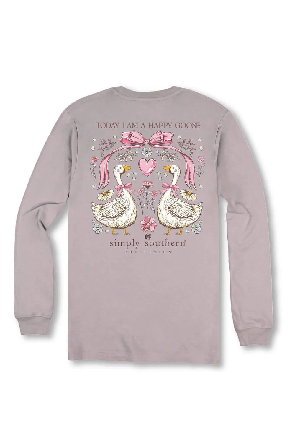 Simply Southern Plus Size Happy Goose Long Sleeve T-Shirt for Women in Grey | EXT-LS-HAPPYGOOSE-DRFTWD sold by Glik’s