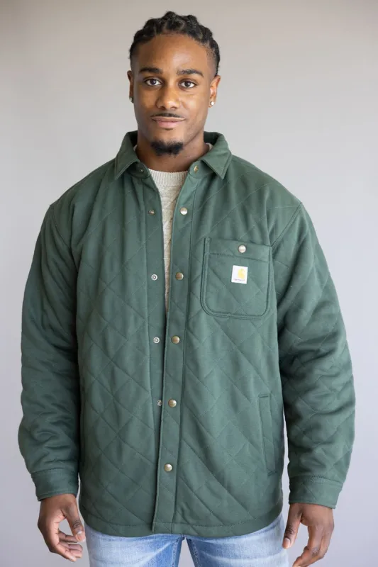 Carhartt Rain Defender Heavyweight Quilted Snap Front Shirt Jacket for Men in Forestry Green | 107270-GI5 sold by Glik’s