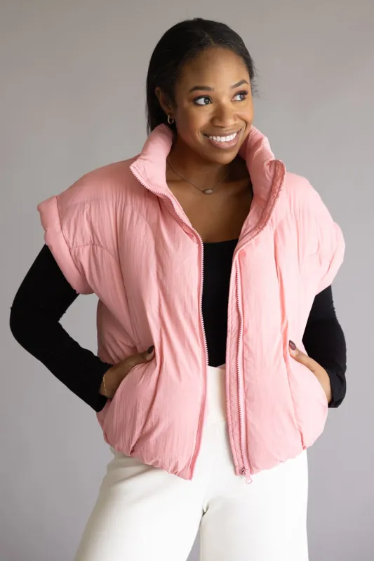 Simply Southern Lottie Puffer Vest for Women in Petal Pink | PP-0225-VEST-LOTTIE-PETAL sold by Glik’s