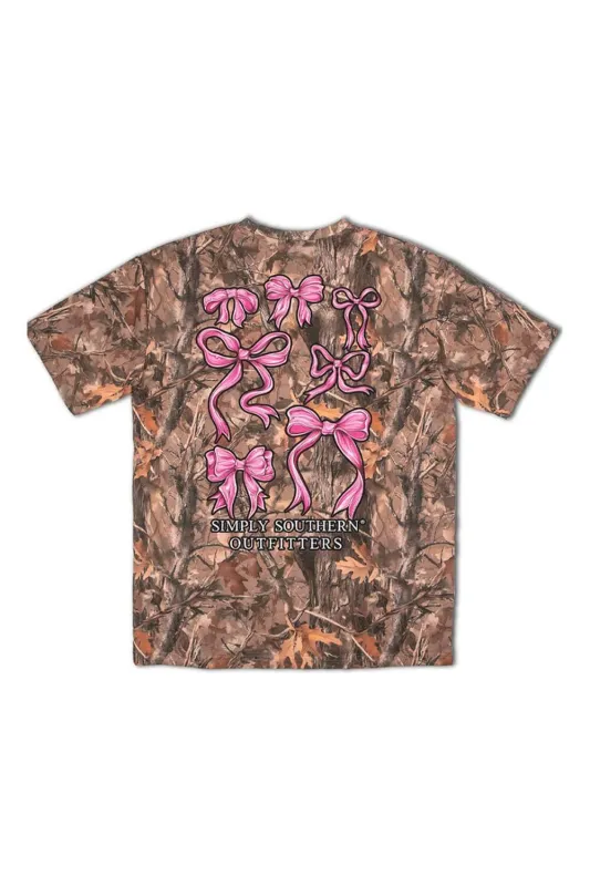 Simply Southern Plus Size Camo Pink Bow T-Shirt for Women in Brown | EXT-SS-PNKBOWS-CAMO sold by Glik’s